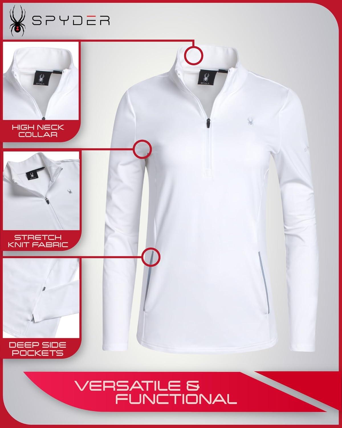 imageSpyder Womens Quarter Zip Pullover Performance Fleece 14 Zipper Mock Neck Sweatshirt Athletic Quarter Zip Pullover WomenWhite