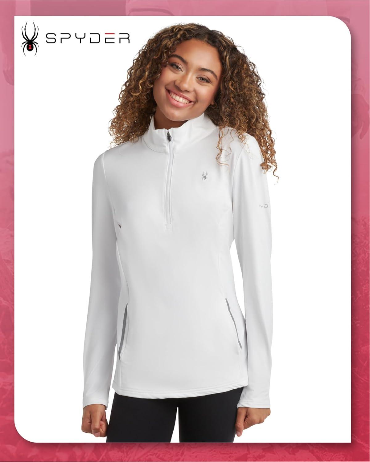 imageSpyder Womens Quarter Zip Pullover Performance Fleece 14 Zipper Mock Neck Sweatshirt Athletic Quarter Zip Pullover WomenWhite