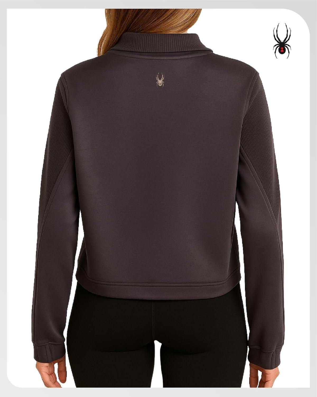 imageSpyder Womens Quarter Zip Pullover Performance Fleece Mock Neck Sweatshirt for Women Workout Sweater for Golf Hiking GymEspresso
