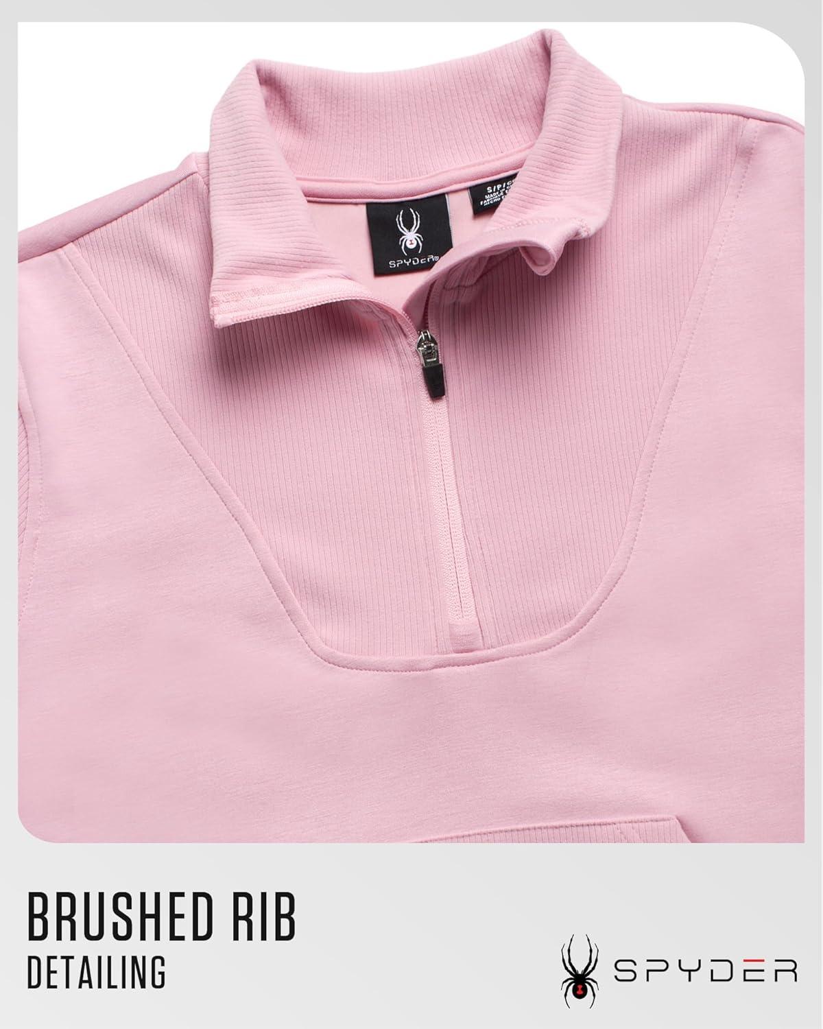 imageSpyder Womens Quarter Zip Pullover Performance Fleece Mock Neck Sweatshirt for Women Workout Sweater for Golf Hiking GymMauve Rose