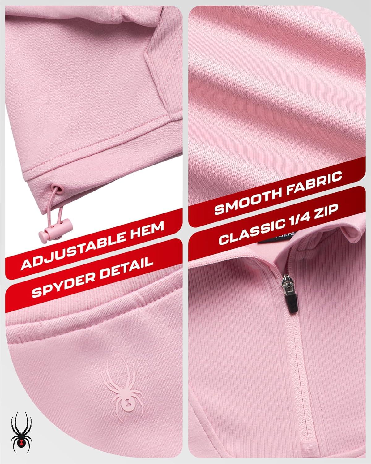 imageSpyder Womens Quarter Zip Pullover Performance Fleece Mock Neck Sweatshirt for Women Workout Sweater for Golf Hiking GymMauve Rose