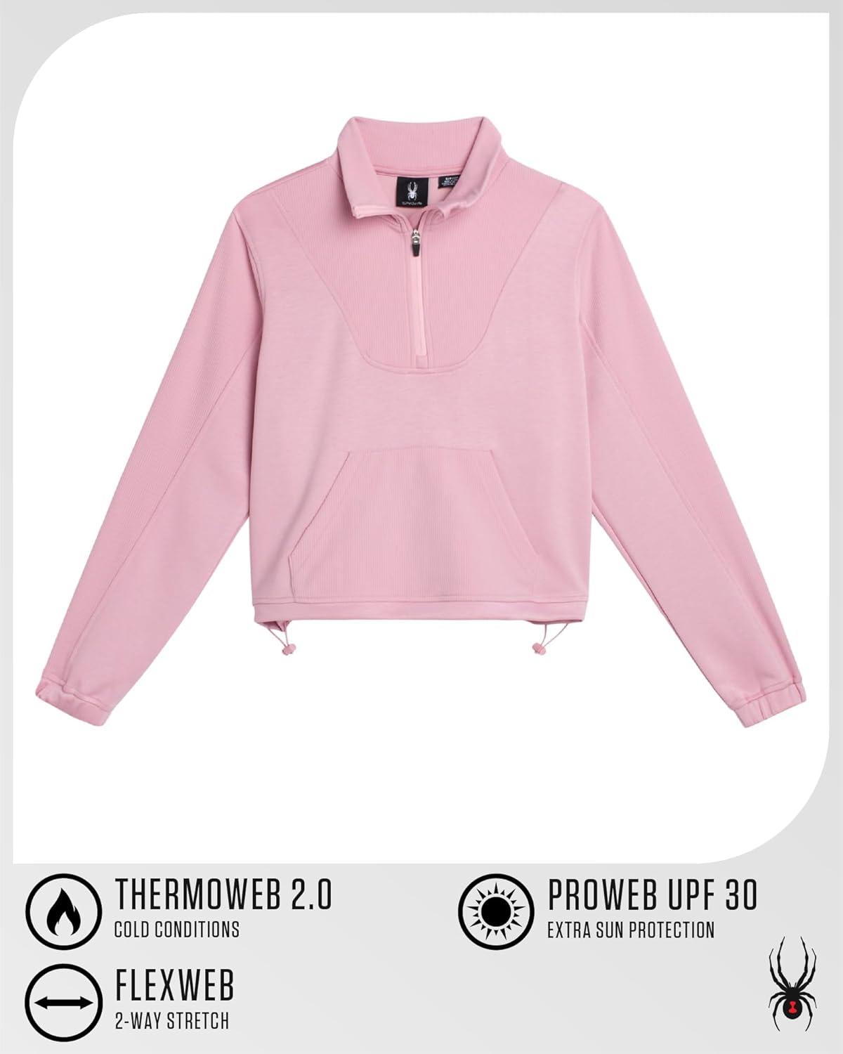 imageSpyder Womens Quarter Zip Pullover Performance Fleece Mock Neck Sweatshirt for Women Workout Sweater for Golf Hiking GymMauve Rose