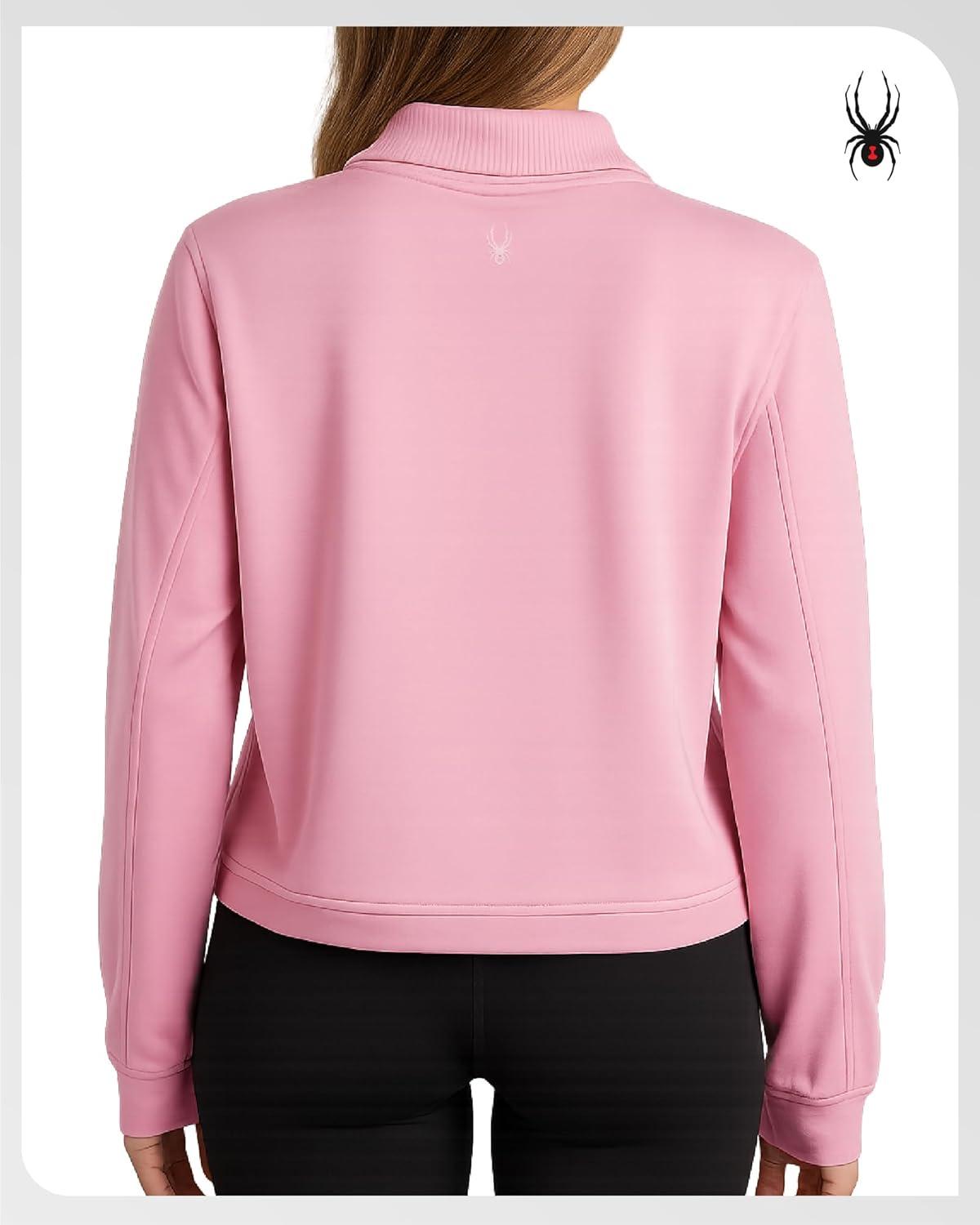 imageSpyder Womens Quarter Zip Pullover Performance Fleece Mock Neck Sweatshirt for Women Workout Sweater for Golf Hiking GymMauve Rose