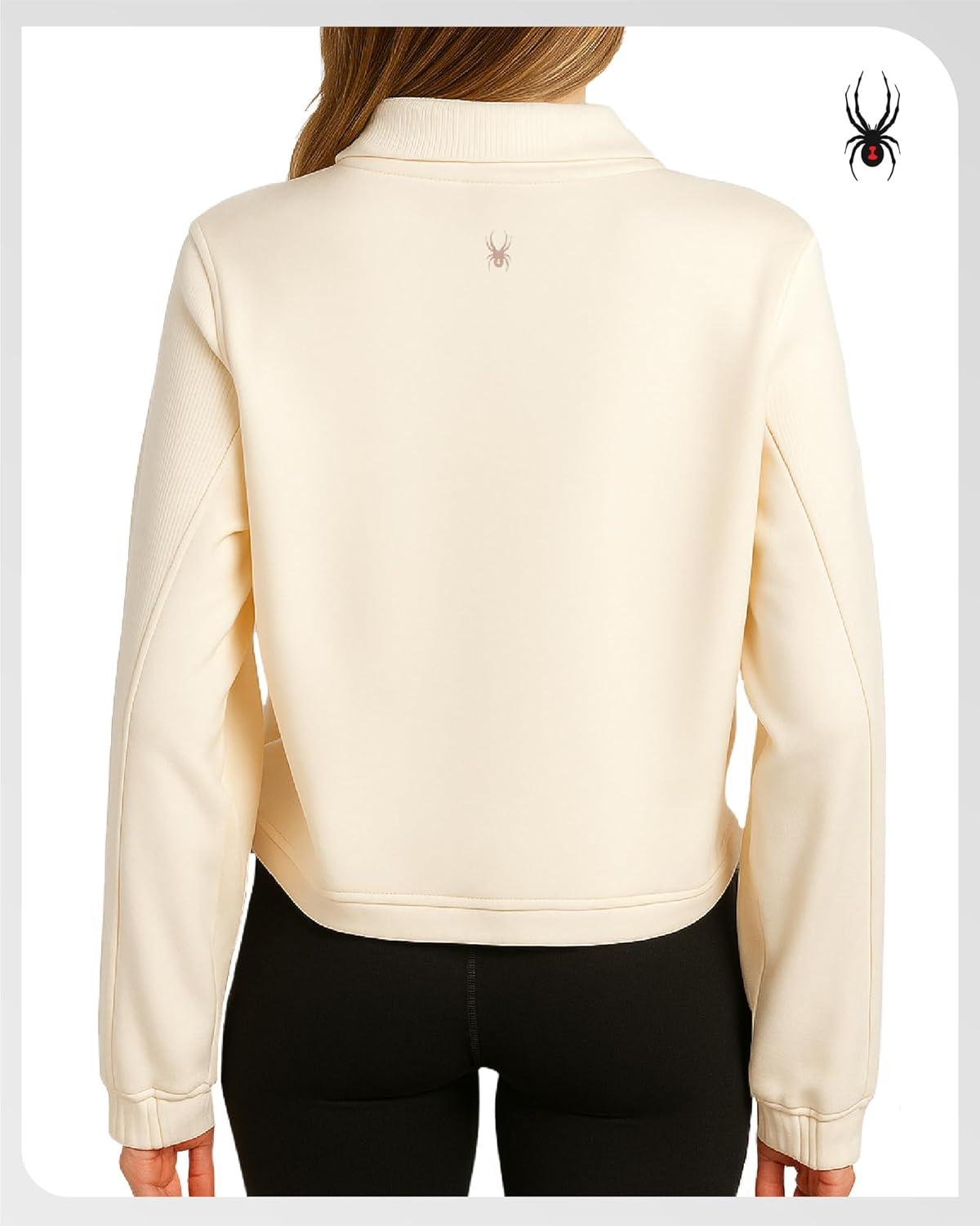 imageSpyder Womens Quarter Zip Pullover Performance Fleece Mock Neck Sweatshirt for Women Workout Sweater for Golf Hiking GymPearl