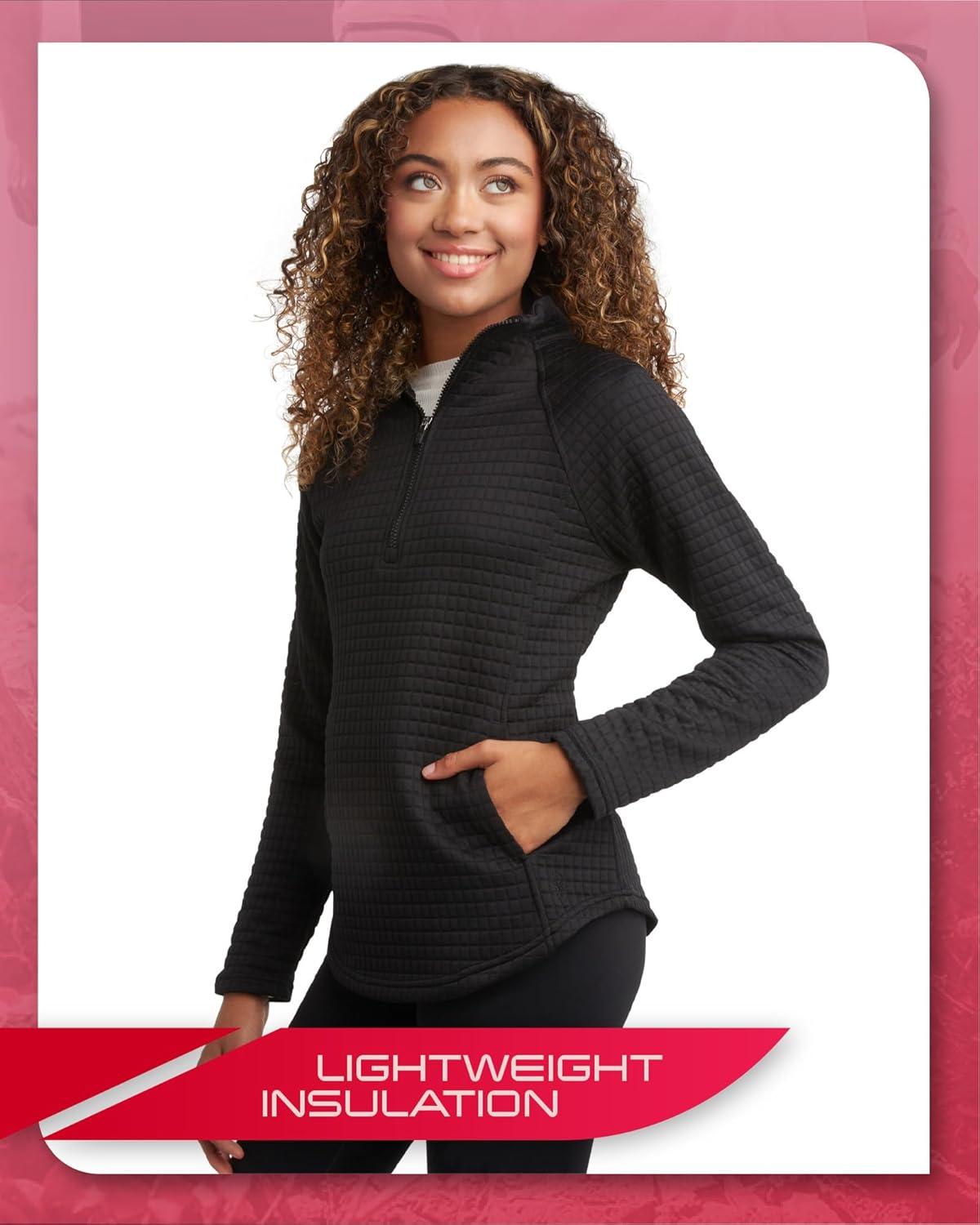 imageSpyder Womens Quarter Zip Pullover Sweatshirt 14 Zip Mock Neck Knit Fleece Pullover Sweatshirt for Women Sizes Run SmallBlack