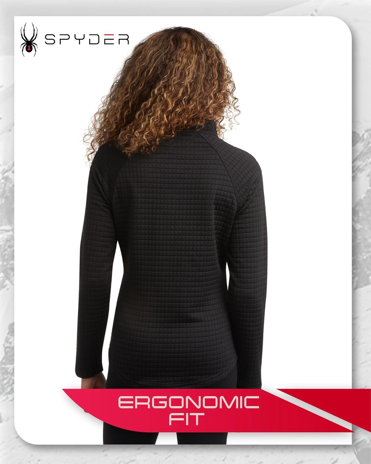 imageSpyder Womens Quarter Zip Pullover Sweatshirt 14 Zip Mock Neck Knit Fleece Pullover Sweatshirt for Women Sizes Run SmallBlack