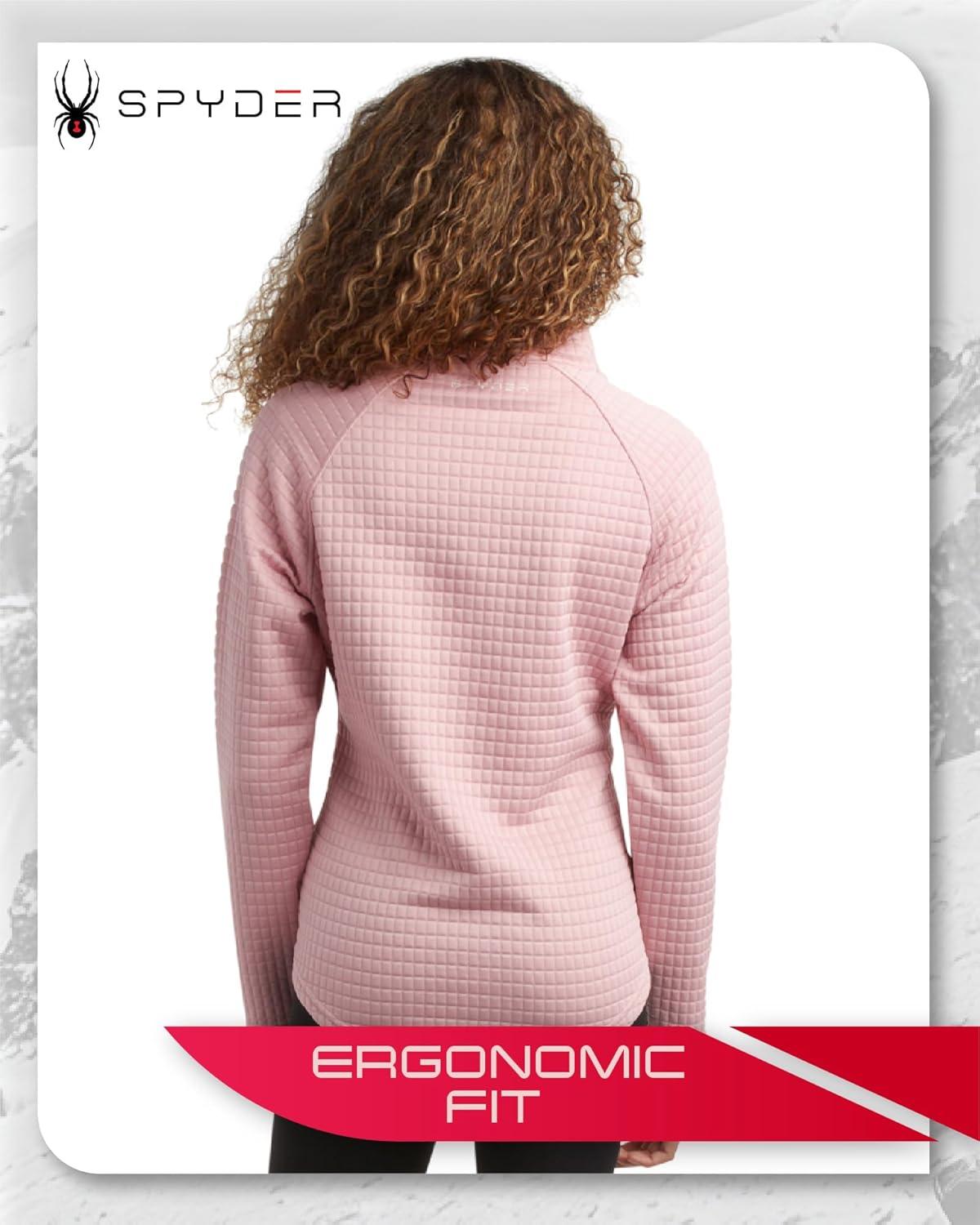 imageSpyder Womens Quarter Zip Pullover Sweatshirt 14 Zip Mock Neck Knit Fleece Pullover Sweatshirt for Women Sizes Run SmallMauve Rose