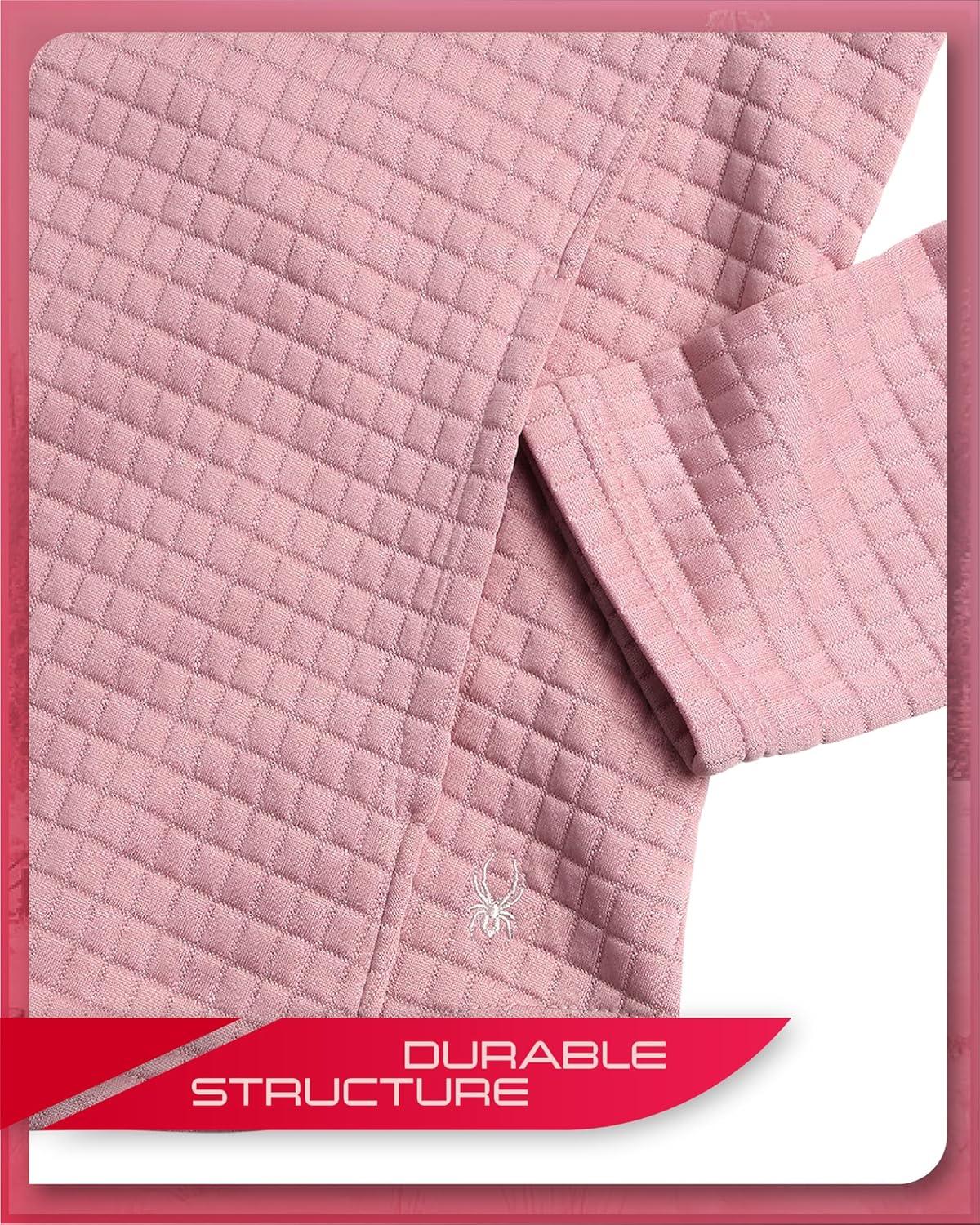 imageSpyder Womens Quarter Zip Pullover Sweatshirt 14 Zip Mock Neck Knit Fleece Pullover Sweatshirt for Women Sizes Run SmallMauve Rose