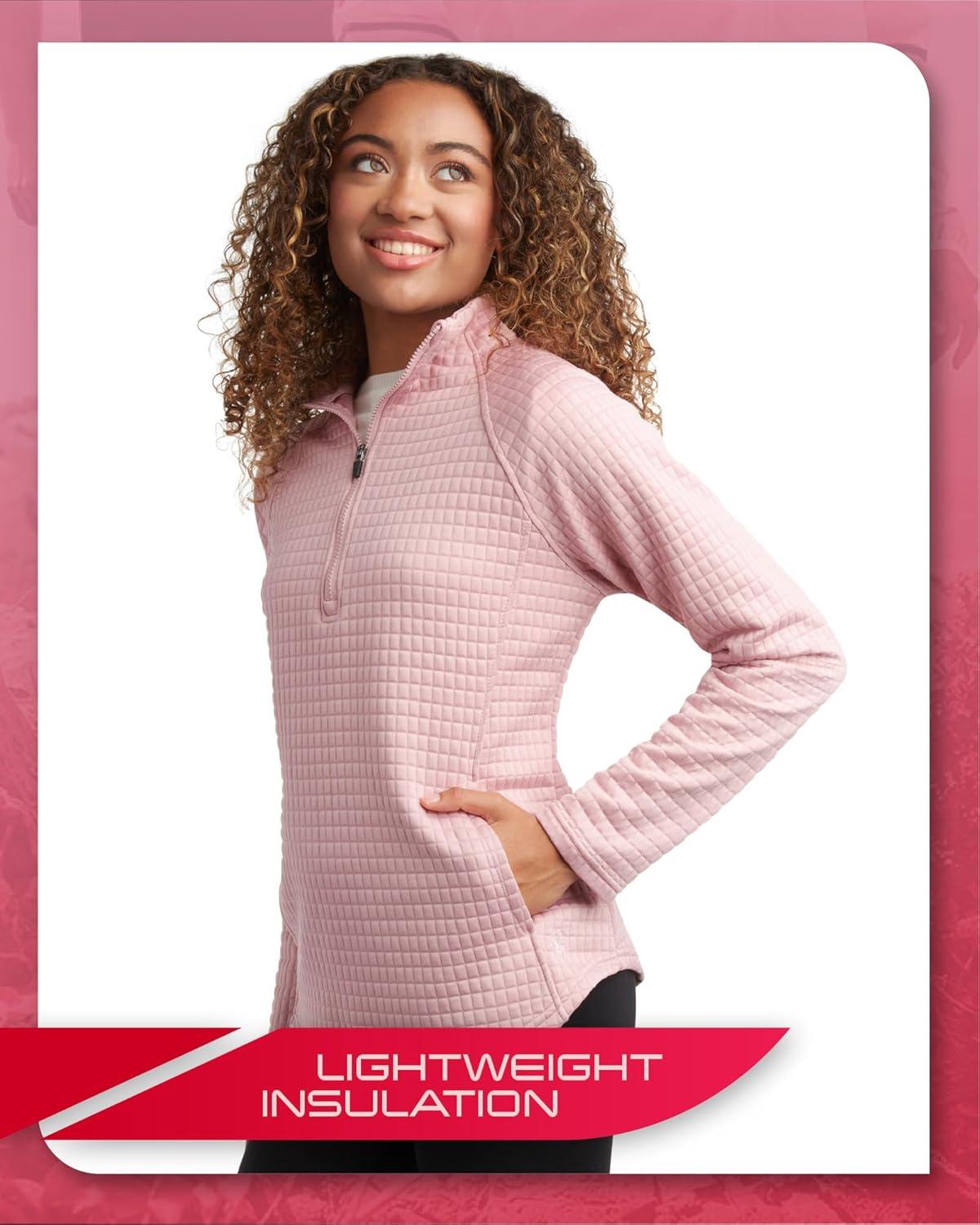 imageSpyder Womens Quarter Zip Pullover Sweatshirt 14 Zip Mock Neck Knit Fleece Pullover Sweatshirt for Women Sizes Run SmallMauve Rose