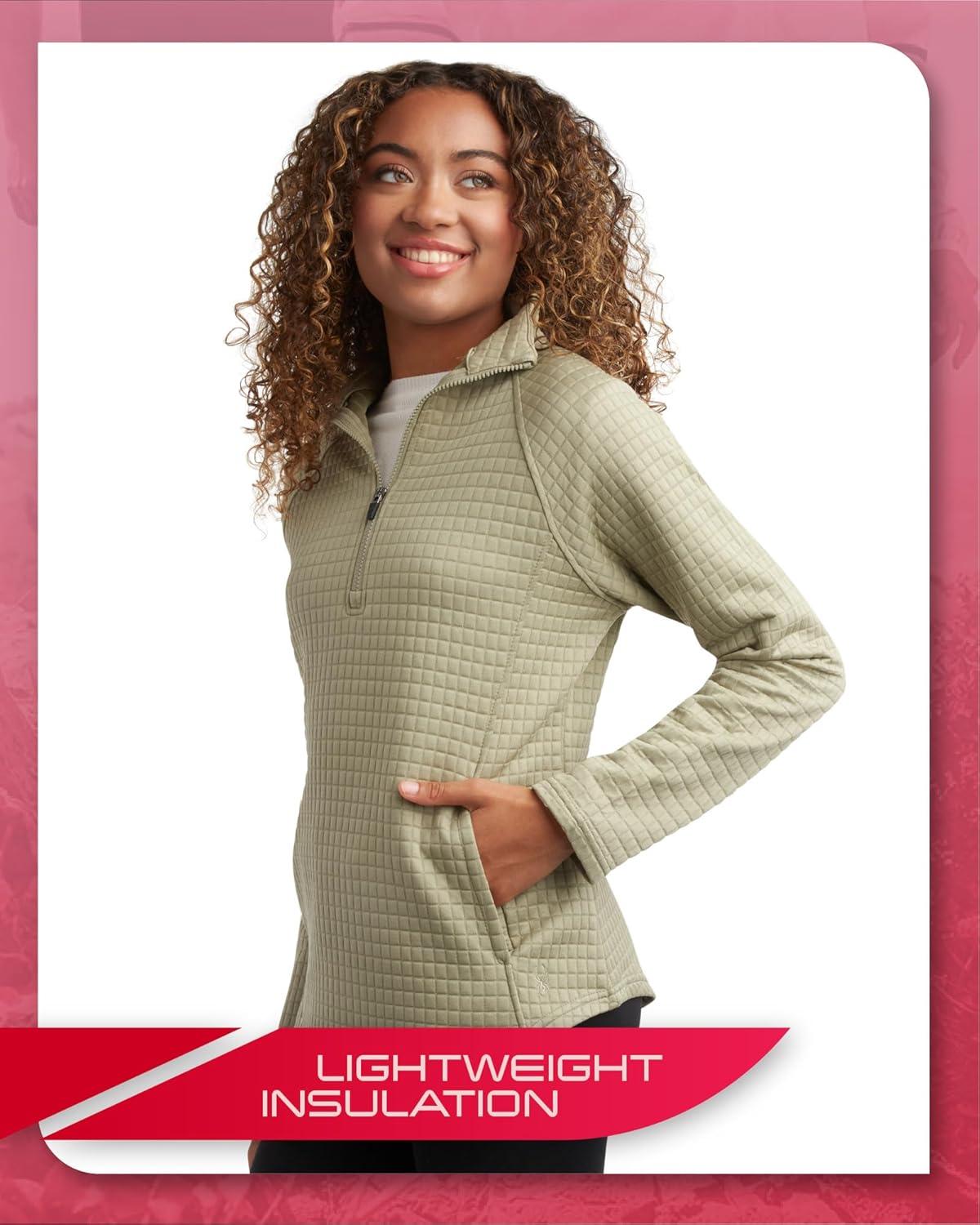 imageSpyder Womens Quarter Zip Pullover Sweatshirt 14 Zip Mock Neck Knit Fleece Pullover Sweatshirt for Women Sizes Run SmallSage