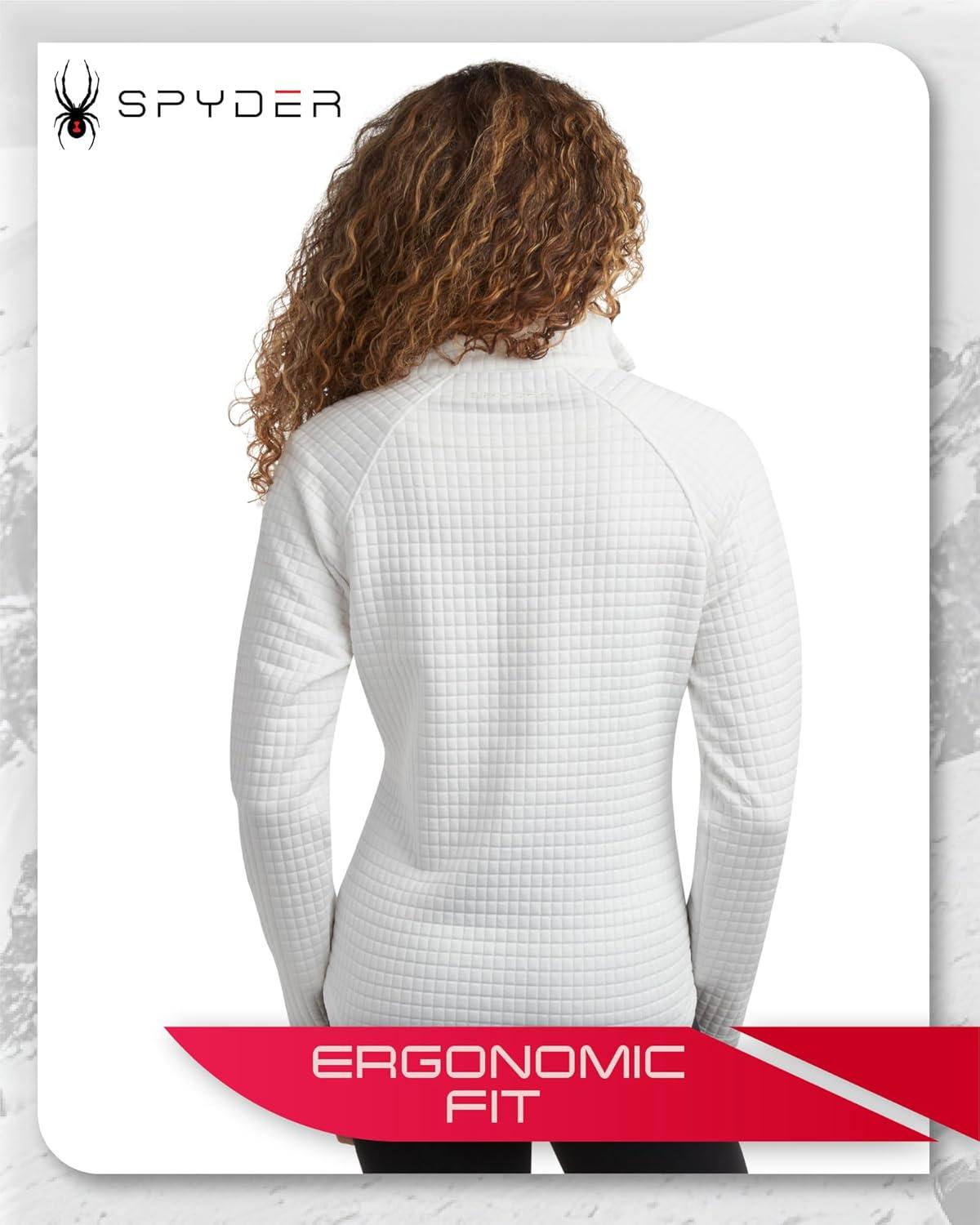 imageSpyder Womens Quarter Zip Pullover Sweatshirt 14 Zip Mock Neck Knit Fleece Pullover Sweatshirt for Women Sizes Run SmallWhite