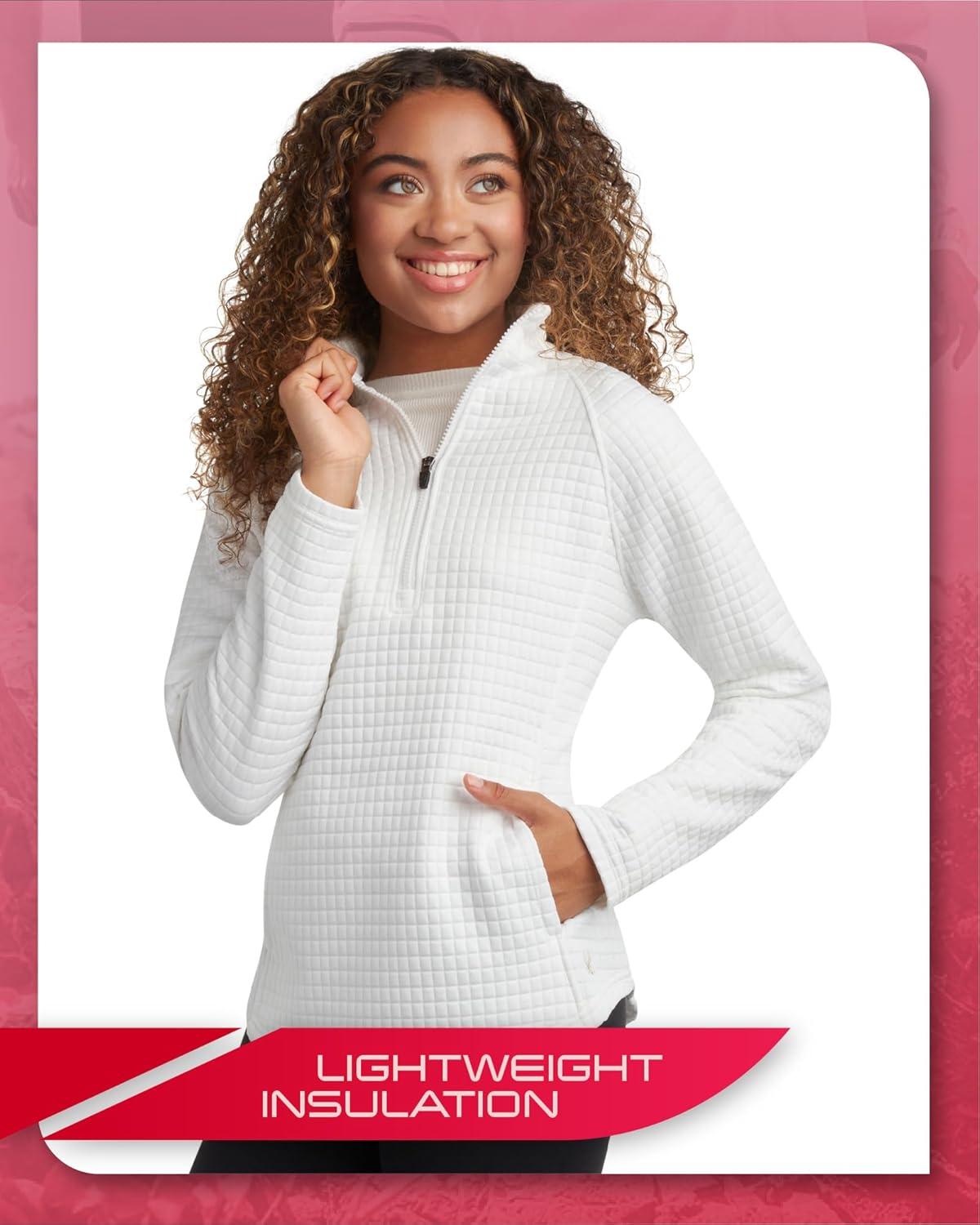 imageSpyder Womens Quarter Zip Pullover Sweatshirt 14 Zip Mock Neck Knit Fleece Pullover Sweatshirt for Women Sizes Run SmallWhite