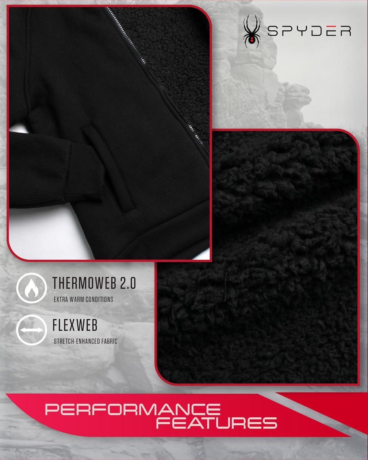 imageSpyder Womens Sherpa Fleece Jacket Heavyweight Waffle Knit Hoodies for Women Warm Thermal Zip Up Womens SweatshirtBlack