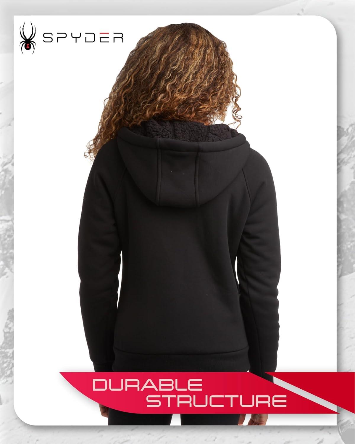 imageSpyder Womens Sherpa Fleece Jacket Heavyweight Waffle Knit Hoodies for Women Warm Thermal Zip Up Womens SweatshirtBlack Jet