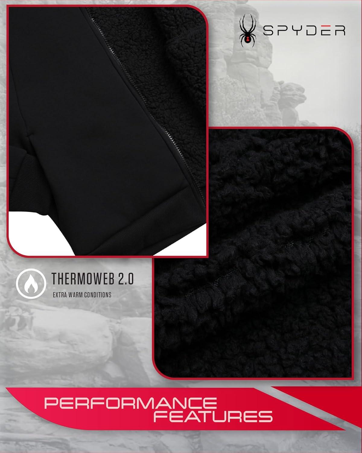 imageSpyder Womens Sherpa Fleece Jacket Heavyweight Waffle Knit Hoodies for Women Warm Thermal Zip Up Womens SweatshirtBlack Jet