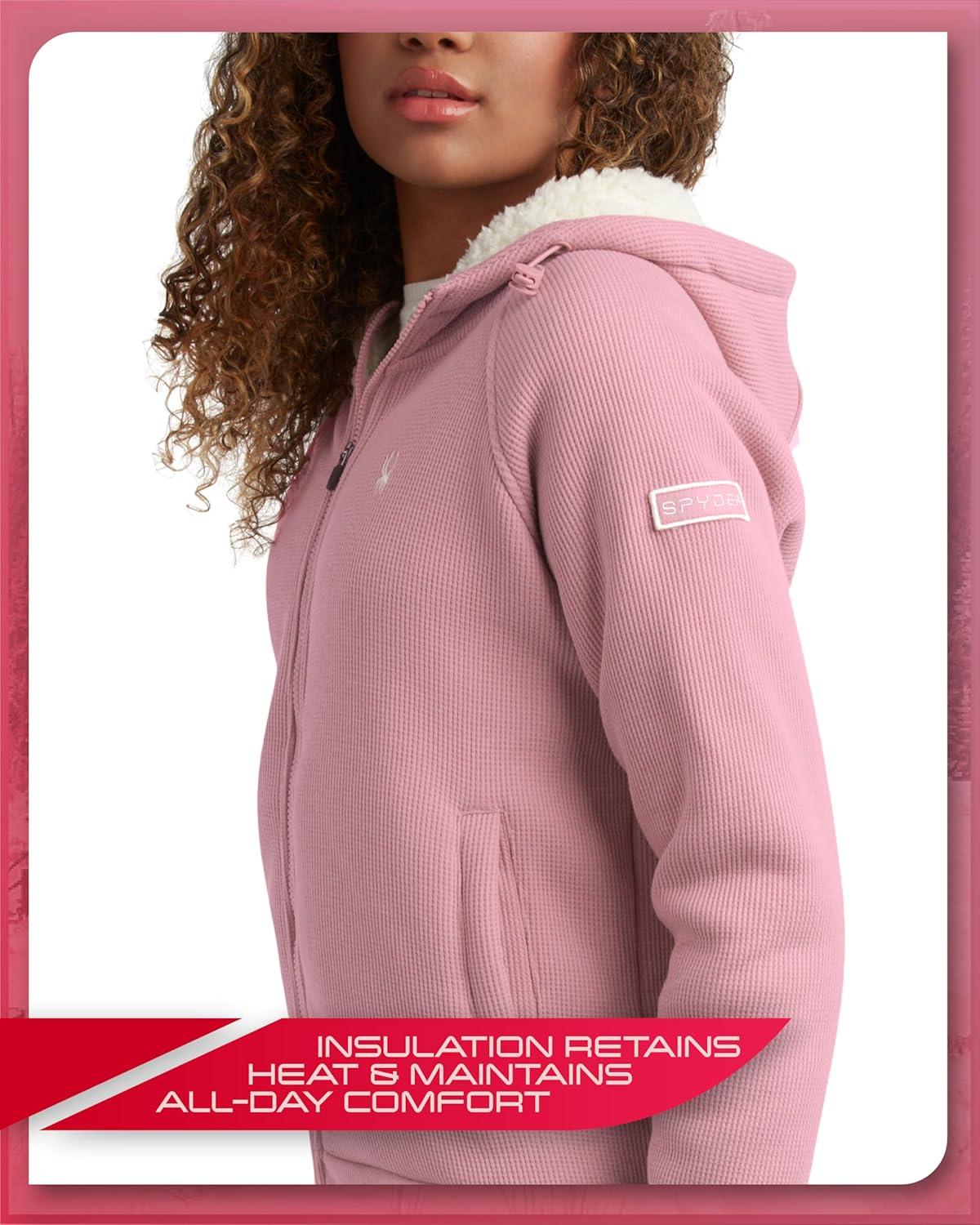 imageSpyder Womens Sherpa Fleece Jacket Heavyweight Waffle Knit Hoodies for Women Warm Thermal Zip Up Womens SweatshirtMauve Rose