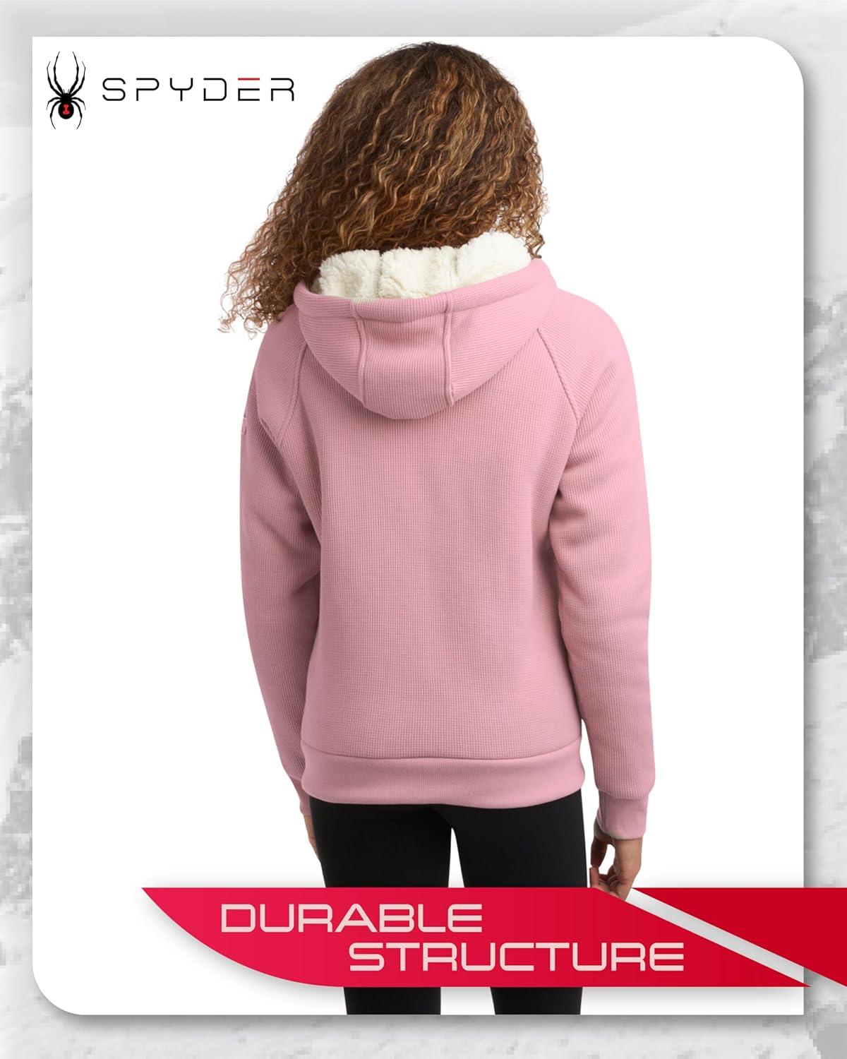 imageSpyder Womens Sherpa Fleece Jacket Heavyweight Waffle Knit Hoodies for Women Warm Thermal Zip Up Womens SweatshirtMauve Rose