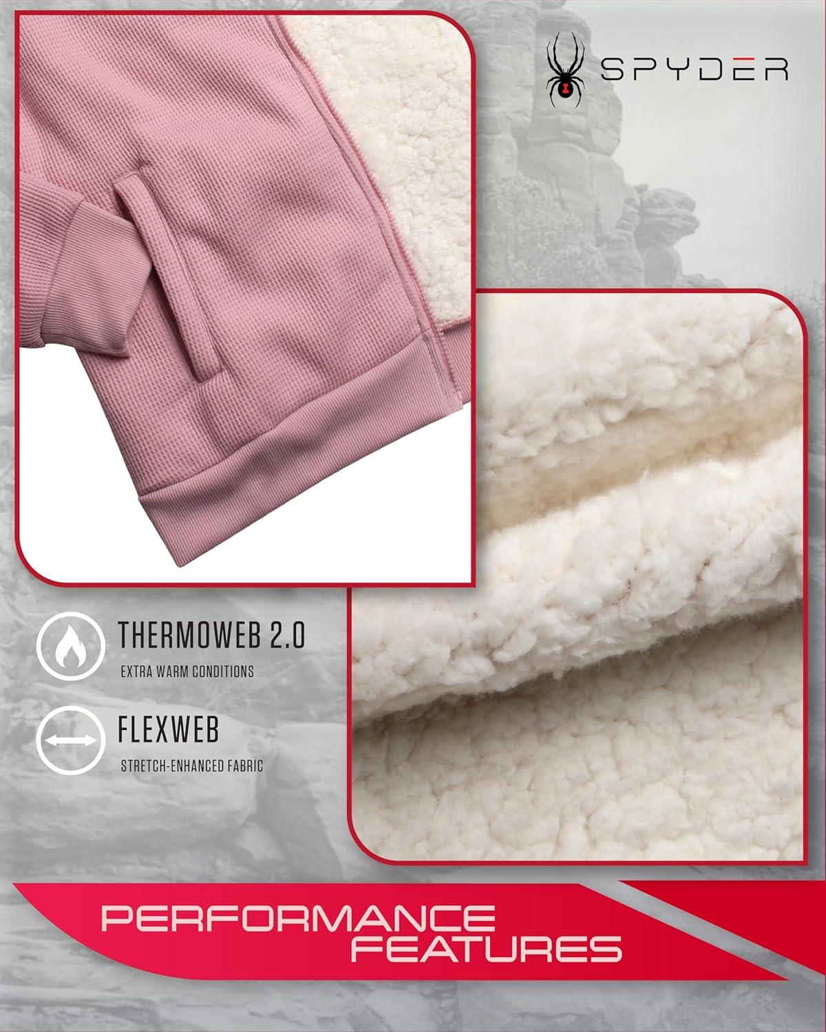 imageSpyder Womens Sherpa Fleece Jacket Heavyweight Waffle Knit Hoodies for Women Warm Thermal Zip Up Womens SweatshirtMauve Rose
