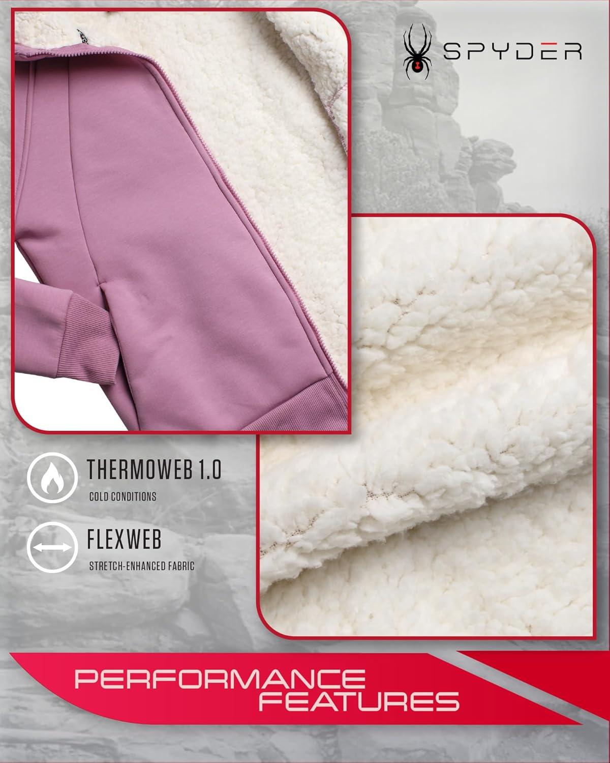imageSpyder Womens Sherpa Fleece Jacket Heavyweight Waffle Knit Hoodies for Women Warm Thermal Zip Up Womens SweatshirtOrchid