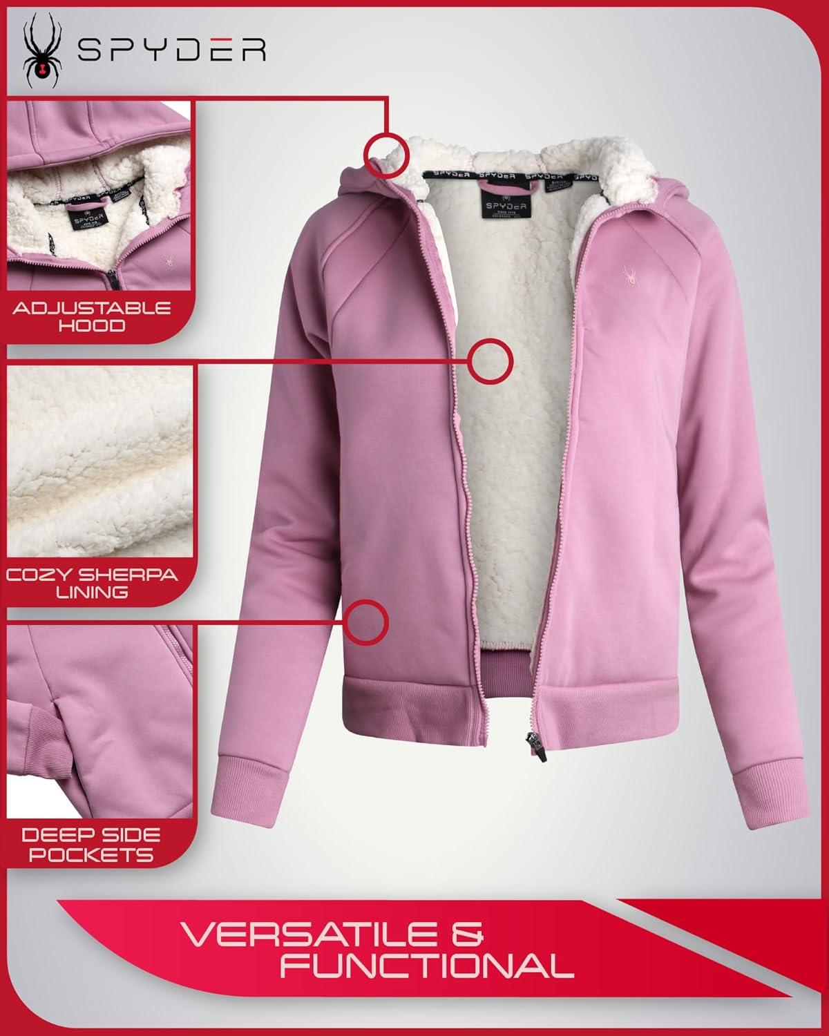imageSpyder Womens Sherpa Fleece Jacket Heavyweight Waffle Knit Hoodies for Women Warm Thermal Zip Up Womens SweatshirtOrchid