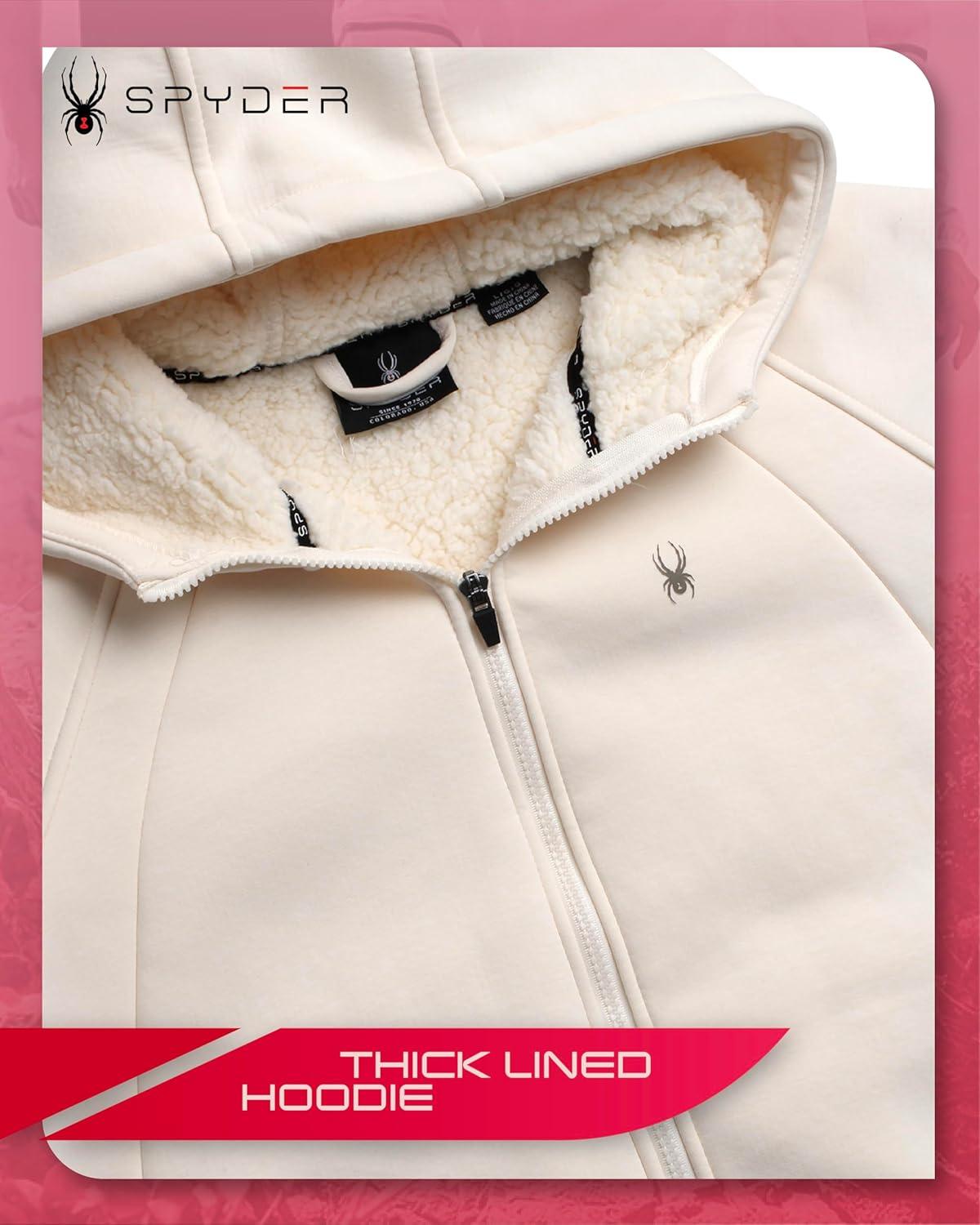 imageSpyder Womens Sherpa Fleece Jacket Heavyweight Waffle Knit Hoodies for Women Warm Thermal Zip Up Womens SweatshirtPearl