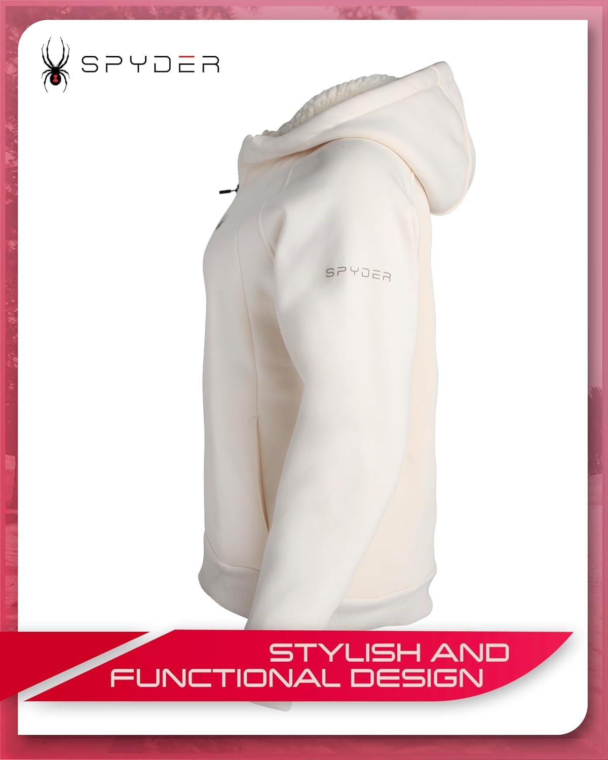 imageSpyder Womens Sherpa Fleece Jacket Heavyweight Waffle Knit Hoodies for Women Warm Thermal Zip Up Womens SweatshirtPearl