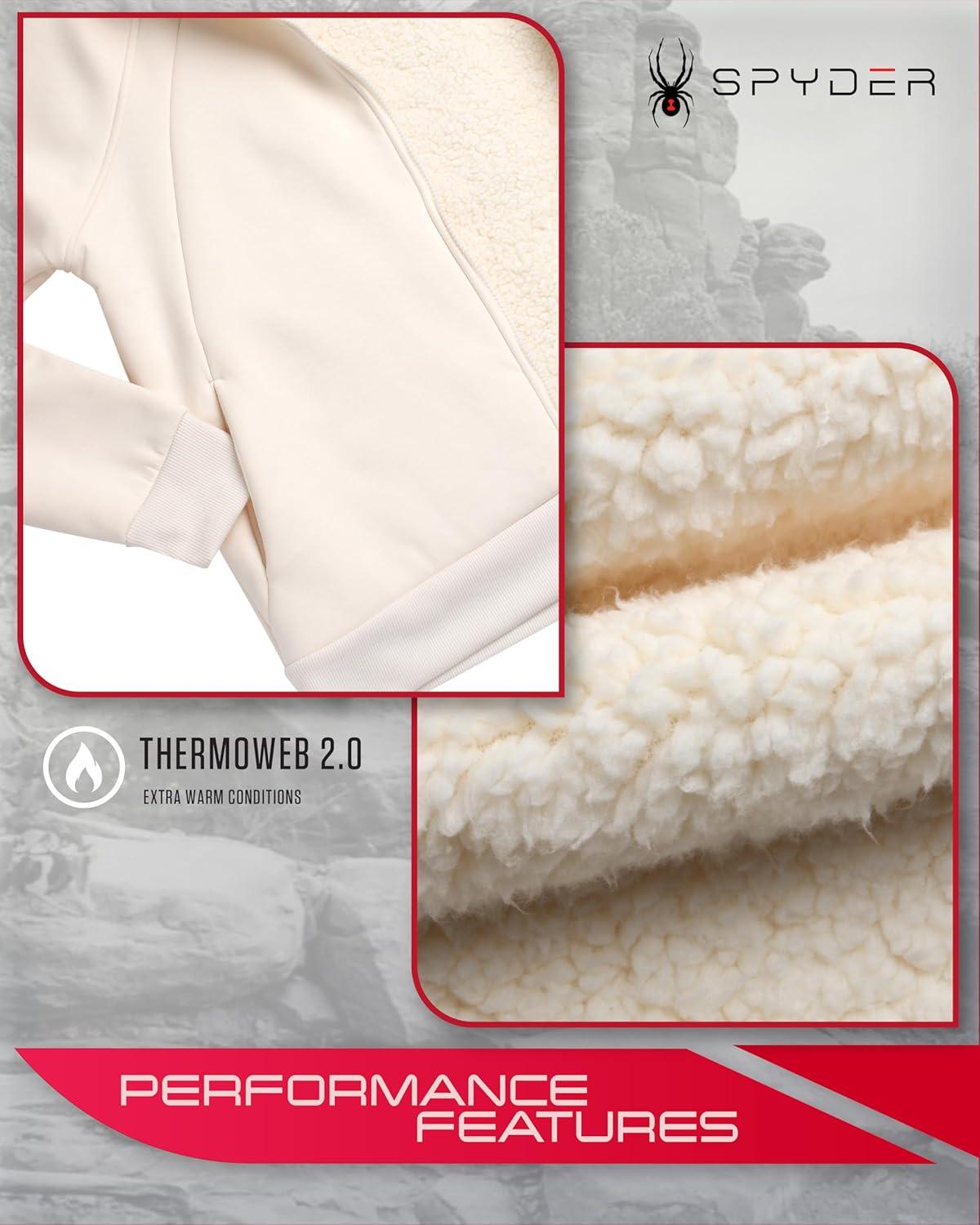 imageSpyder Womens Sherpa Fleece Jacket Heavyweight Waffle Knit Hoodies for Women Warm Thermal Zip Up Womens SweatshirtPearl