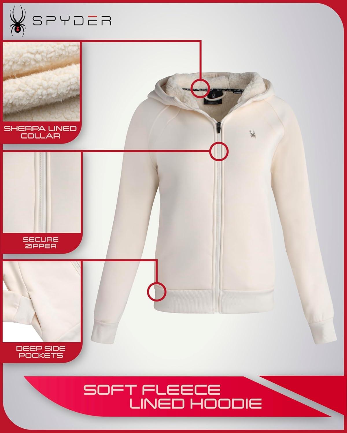 imageSpyder Womens Sherpa Fleece Jacket Heavyweight Waffle Knit Hoodies for Women Warm Thermal Zip Up Womens SweatshirtPearl
