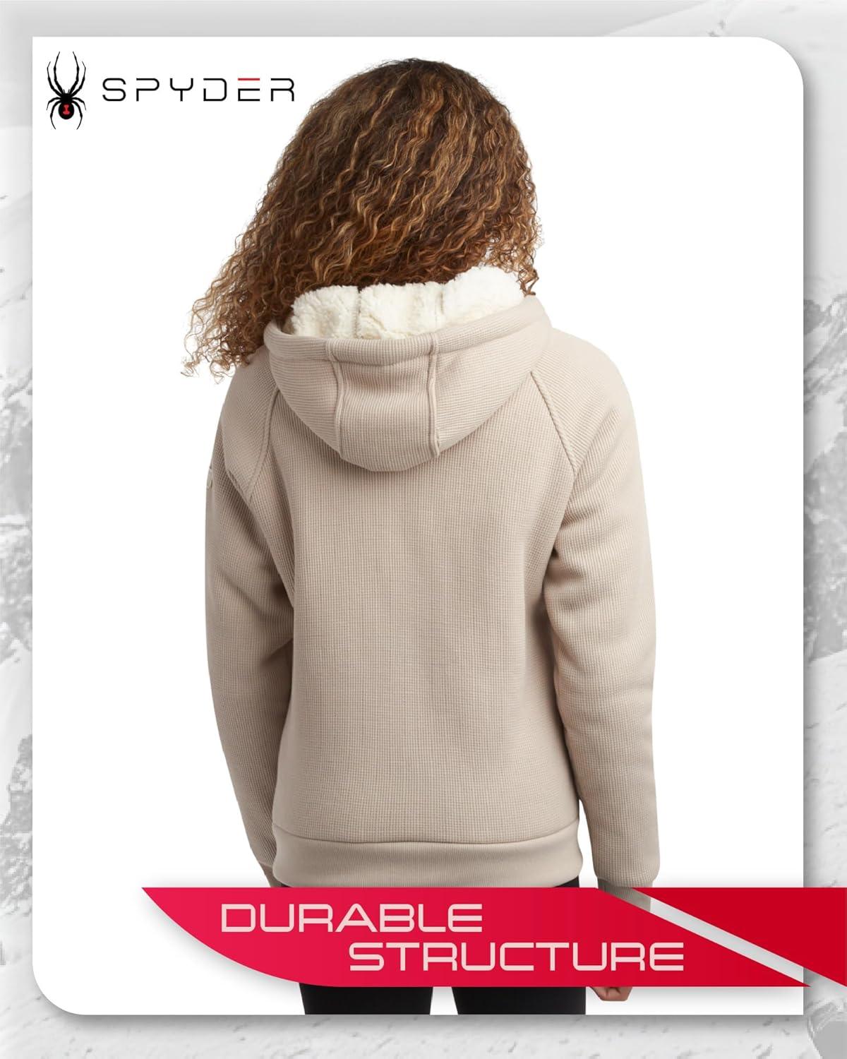 imageSpyder Womens Sherpa Fleece Jacket Heavyweight Waffle Knit Hoodies for Women Warm Thermal Zip Up Womens SweatshirtSandstorm