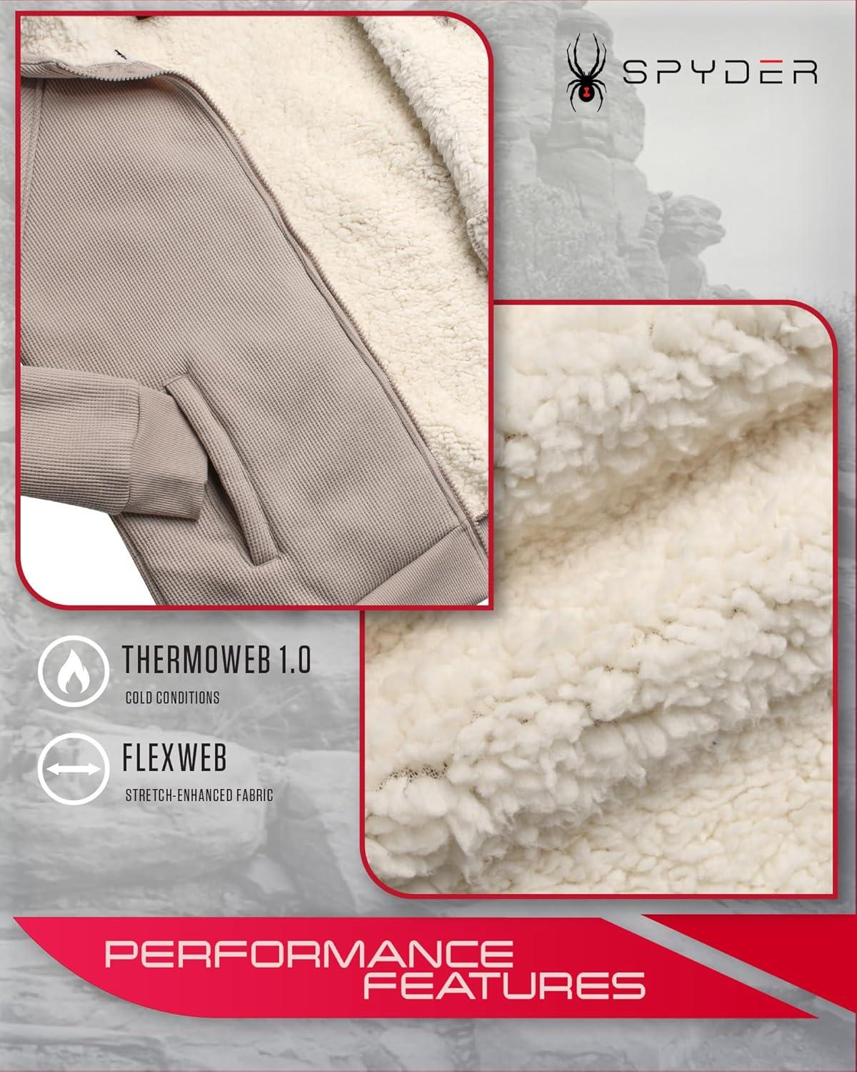 imageSpyder Womens Sherpa Fleece Jacket Heavyweight Waffle Knit Hoodies for Women Warm Thermal Zip Up Womens SweatshirtSandstorm