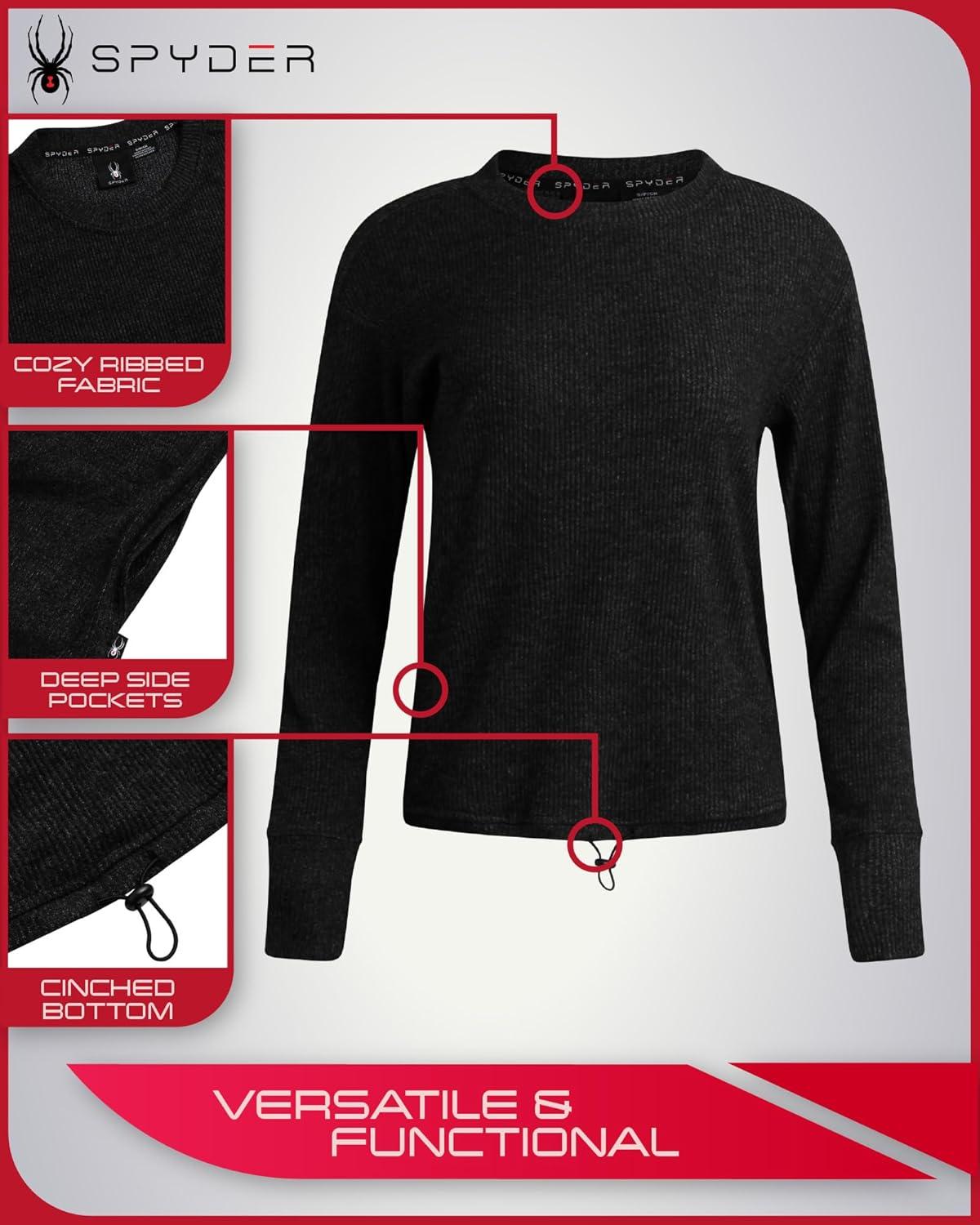 imageSpyder Womens Sweater Lightweight Fall Fashion Womens Top Wind Resistant Cozy Ribbed Pullover Knit Sweaters for WomenBlack