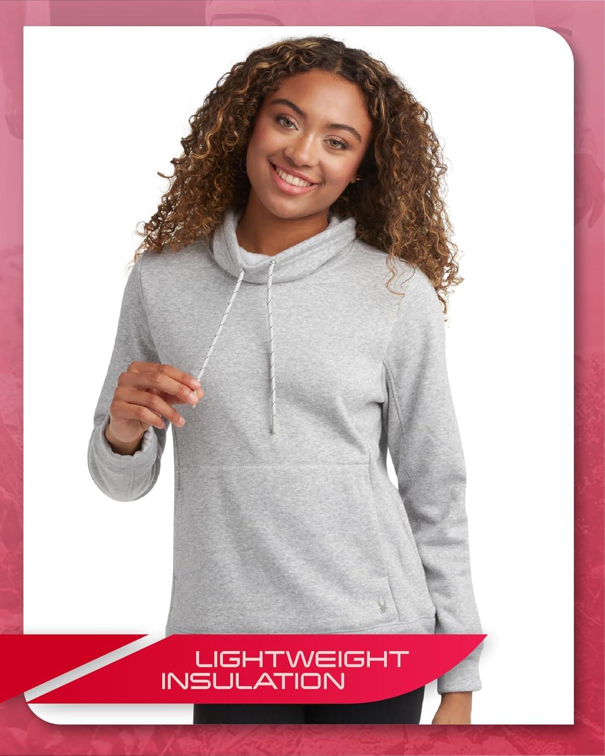 imageSpyder Womens Sweatshirt WindResistant Athletic Mock Neck Womens Tops Plush Fleece Pullover Sweatshirts for WomenLight Heather Grey