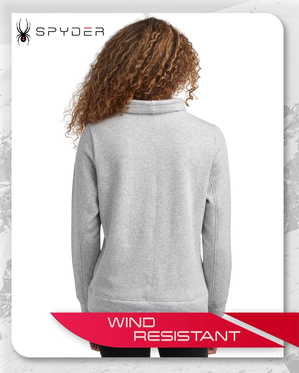 imageSpyder Womens Sweatshirt WindResistant Athletic Mock Neck Womens Tops Plush Fleece Pullover Sweatshirts for WomenLight Heather Grey