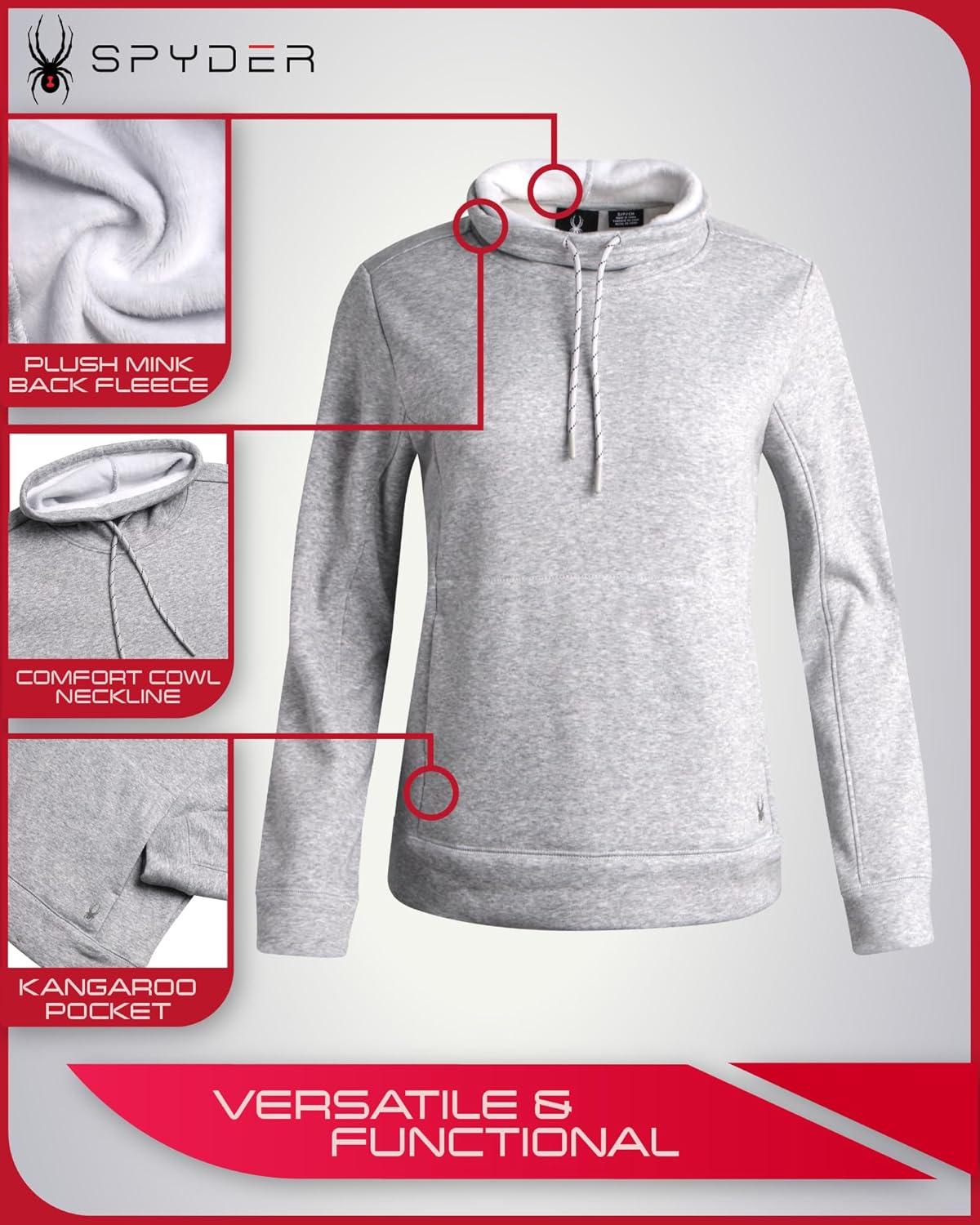 imageSpyder Womens Sweatshirt WindResistant Athletic Mock Neck Womens Tops Plush Fleece Pullover Sweatshirts for WomenLight Heather Grey