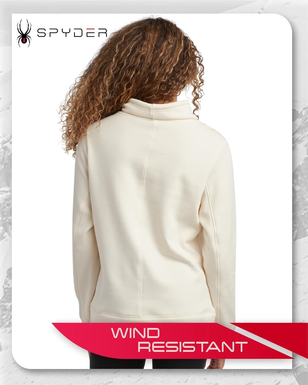 imageSpyder Womens Sweatshirt WindResistant Athletic Mock Neck Womens Tops Plush Fleece Pullover Sweatshirts for WomenPearl