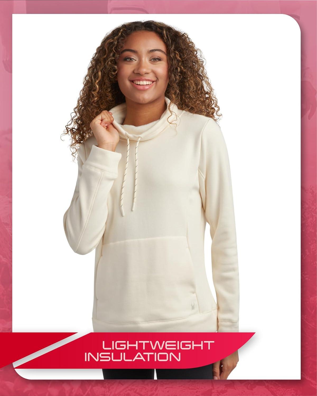 imageSpyder Womens Sweatshirt WindResistant Athletic Mock Neck Womens Tops Plush Fleece Pullover Sweatshirts for WomenPearl