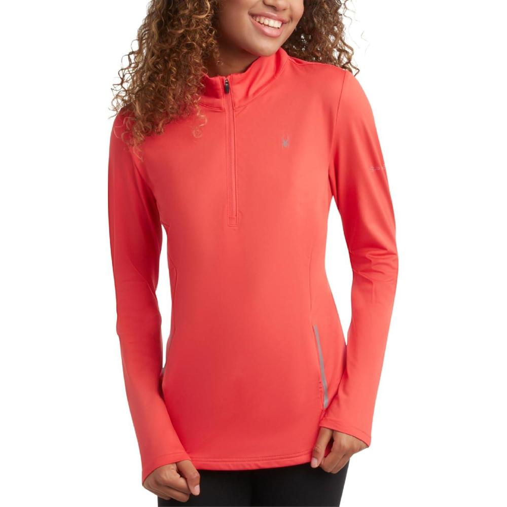 imageSpyder Womens Quarter Zip Pullover Performance Fleece 14 Zipper Mock Neck Sweatshirt Athletic Quarter Zip Pullover WomenCayenne