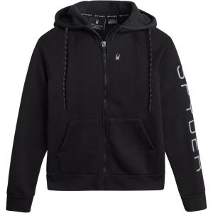 Spyder Womens Fleece Hoodie – Athletic Performance Full Zip Up Soft Fleece Hooded Sweatshirt (Available in Plus Sizes)(Black)