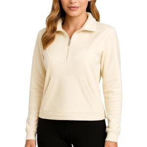 Spyder Womens Quarter Zip Pullover – Performance Fleece Mock Neck Sweatshirt for Women – Workout Sweater for Golf Hiking Gym(Pearl)