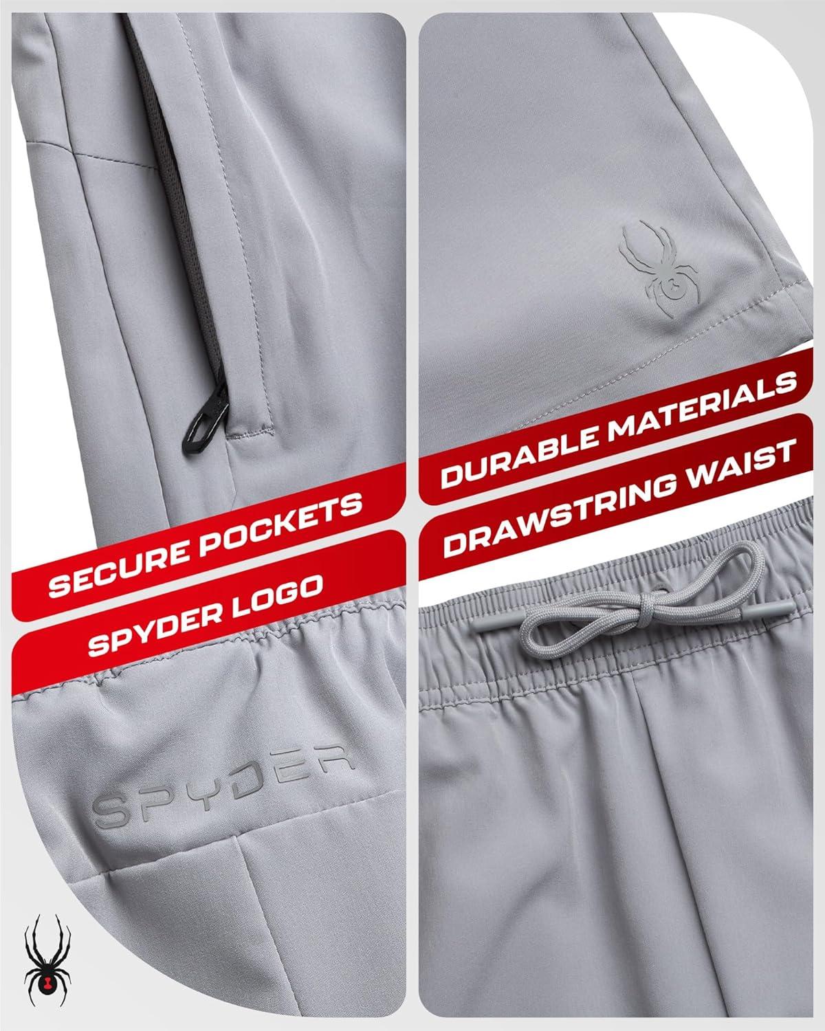 imageSpyder Mens Athletic Shorts 8 Inseam Lightweight Active Stretch Quick Dry Woven Workout Shorts for Men for Gym and RunningPewter
