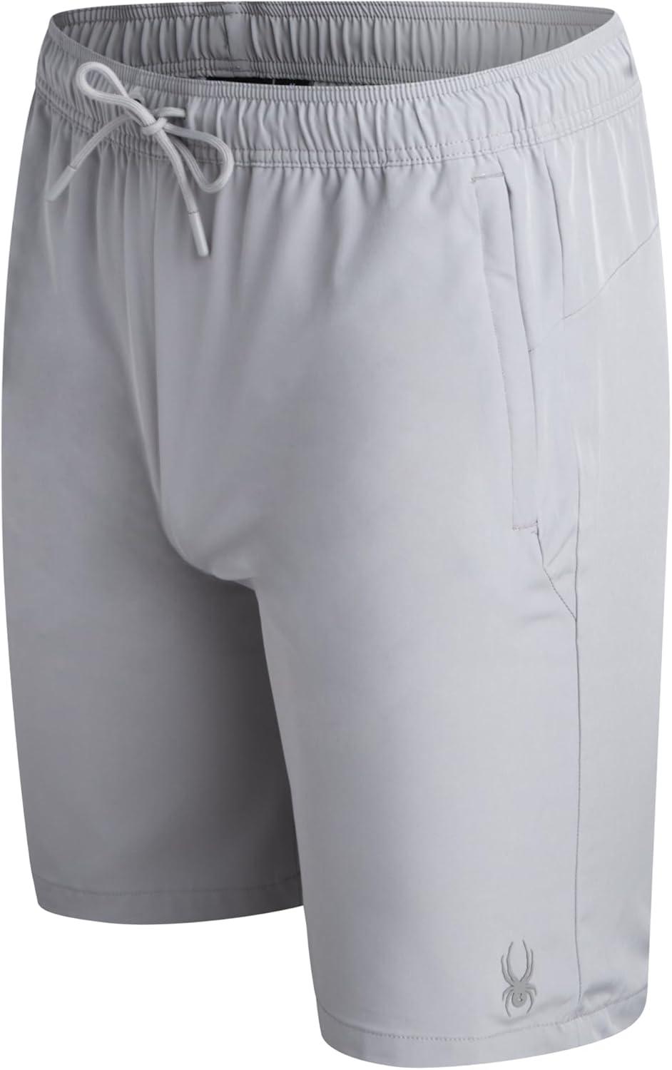 imageSpyder Mens Athletic Shorts 8 Inseam Lightweight Active Stretch Quick Dry Woven Workout Shorts for Men for Gym and RunningPewter