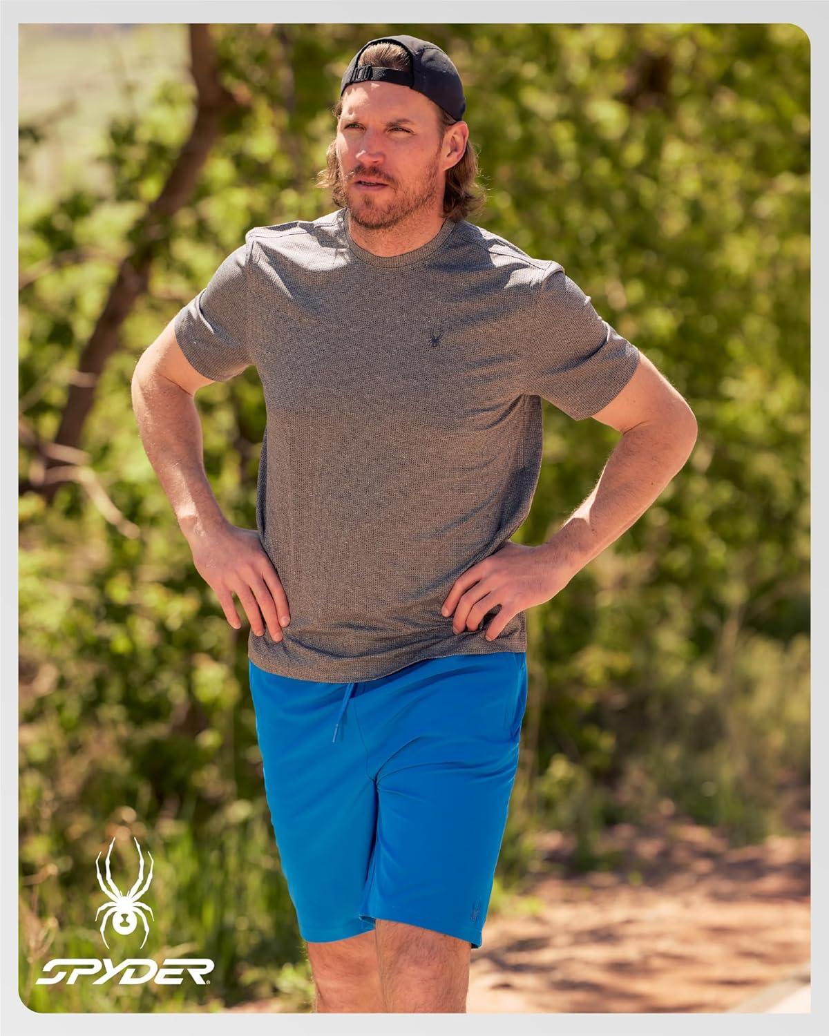 imageSpyder Mens Athletic Shorts 8 Inseam Lightweight Active Stretch Quick Dry Woven Workout Shorts for Men for Gym and RunningSlate Blue