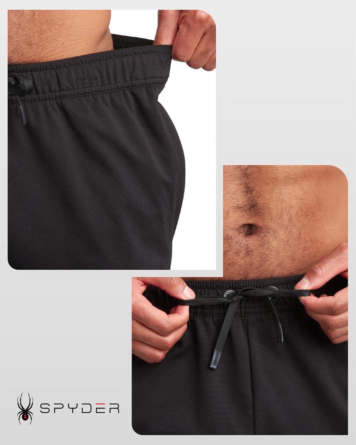 imageSpyder Mens Athletic Shorts Stretch Tech Fleece Gym Shorts for Men with Elastic Drawstring Waist amp Pockets for WorkoutBlack