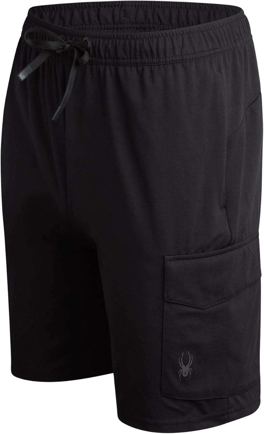 imageSpyder Mens Athletic Shorts Stretch Tech Fleece Gym Shorts for Men with Elastic Drawstring Waist amp Pockets for WorkoutBlack