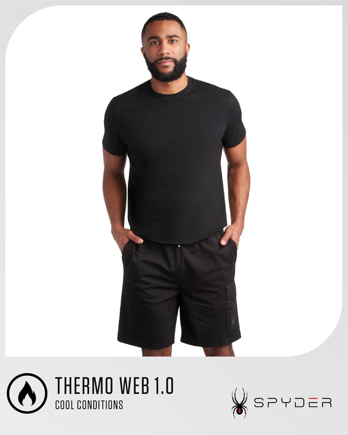 imageSpyder Mens Athletic Shorts Stretch Tech Fleece Gym Shorts for Men with Elastic Drawstring Waist amp Pockets for WorkoutBlack