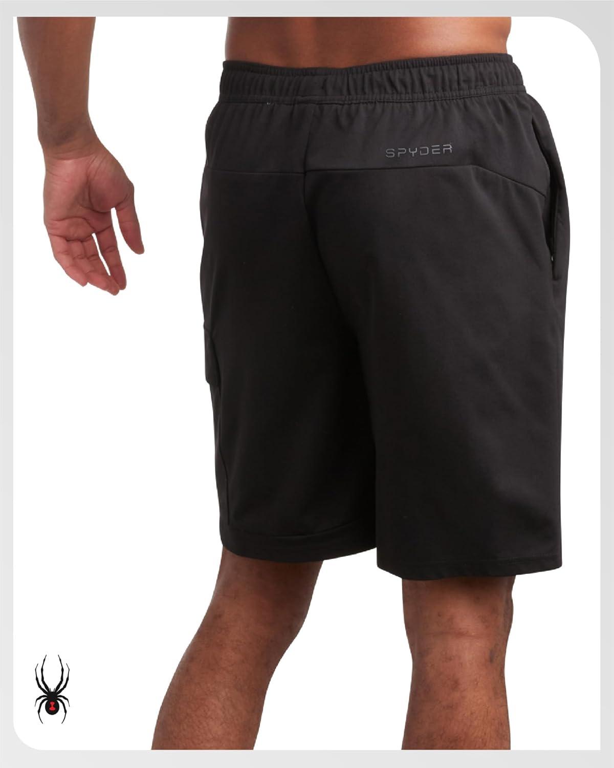 imageSpyder Mens Athletic Shorts Stretch Tech Fleece Gym Shorts for Men with Elastic Drawstring Waist amp Pockets for WorkoutBlack
