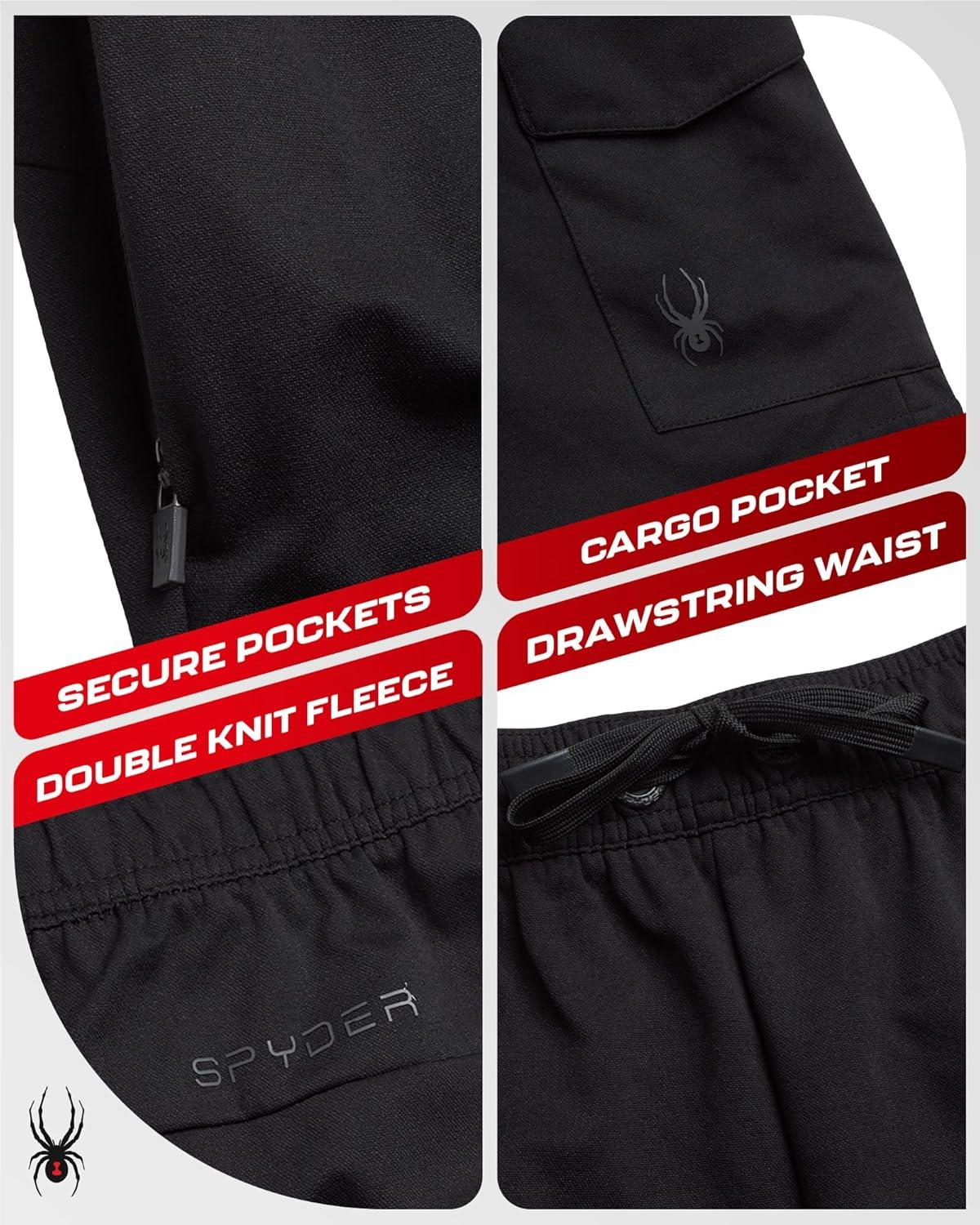 imageSpyder Mens Athletic Shorts Stretch Tech Fleece Gym Shorts for Men with Elastic Drawstring Waist amp Pockets for WorkoutBlack