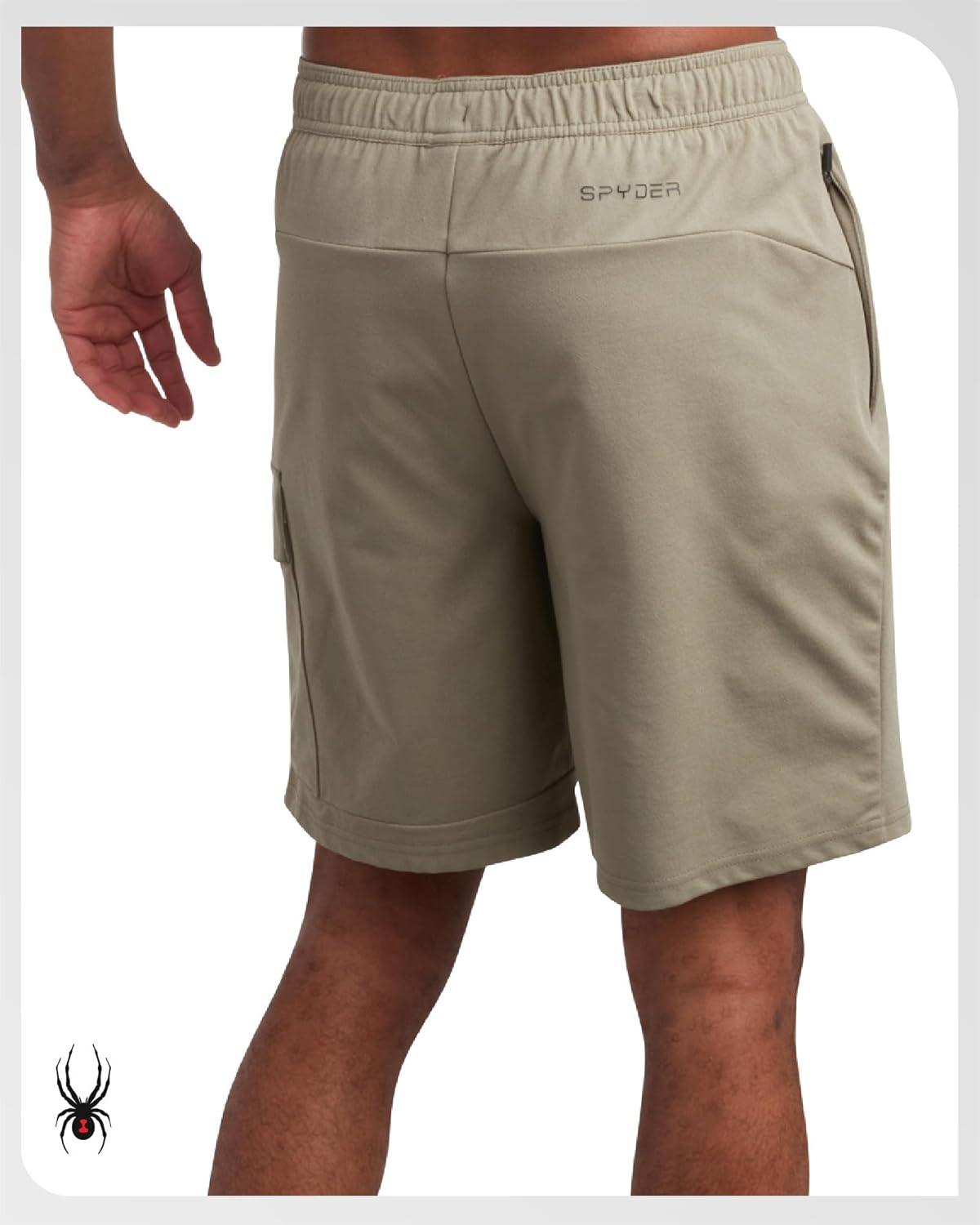 imageSpyder Mens Athletic Shorts Stretch Tech Fleece Gym Shorts for Men with Elastic Drawstring Waist amp Pockets for WorkoutBrown Stone