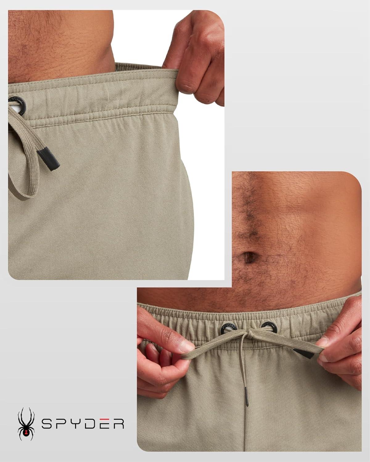 imageSpyder Mens Athletic Shorts Stretch Tech Fleece Gym Shorts for Men with Elastic Drawstring Waist amp Pockets for WorkoutBrown Stone