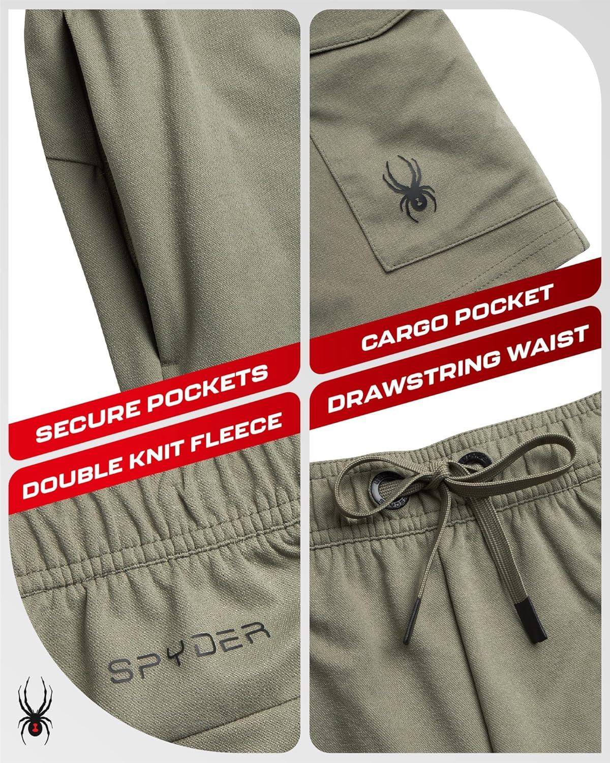 imageSpyder Mens Athletic Shorts Stretch Tech Fleece Gym Shorts for Men with Elastic Drawstring Waist amp Pockets for WorkoutBrown Stone